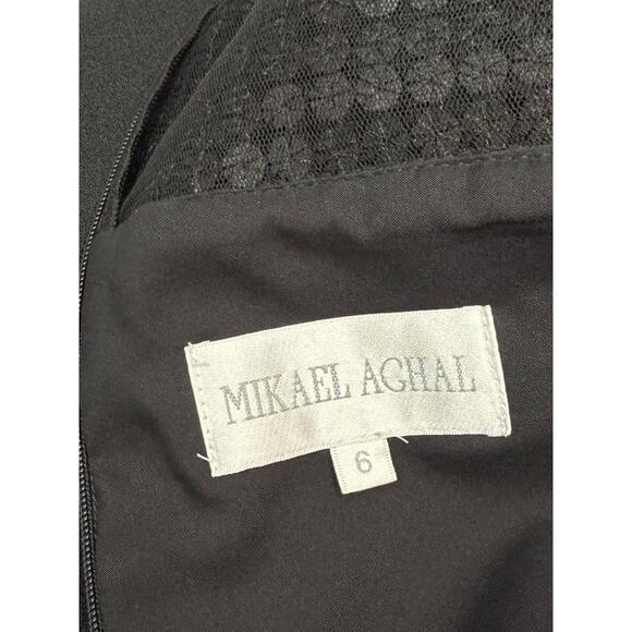 Vintage MIKAEL AGHAL black short sleeve dress with mesh detail - Picture 4 of 7